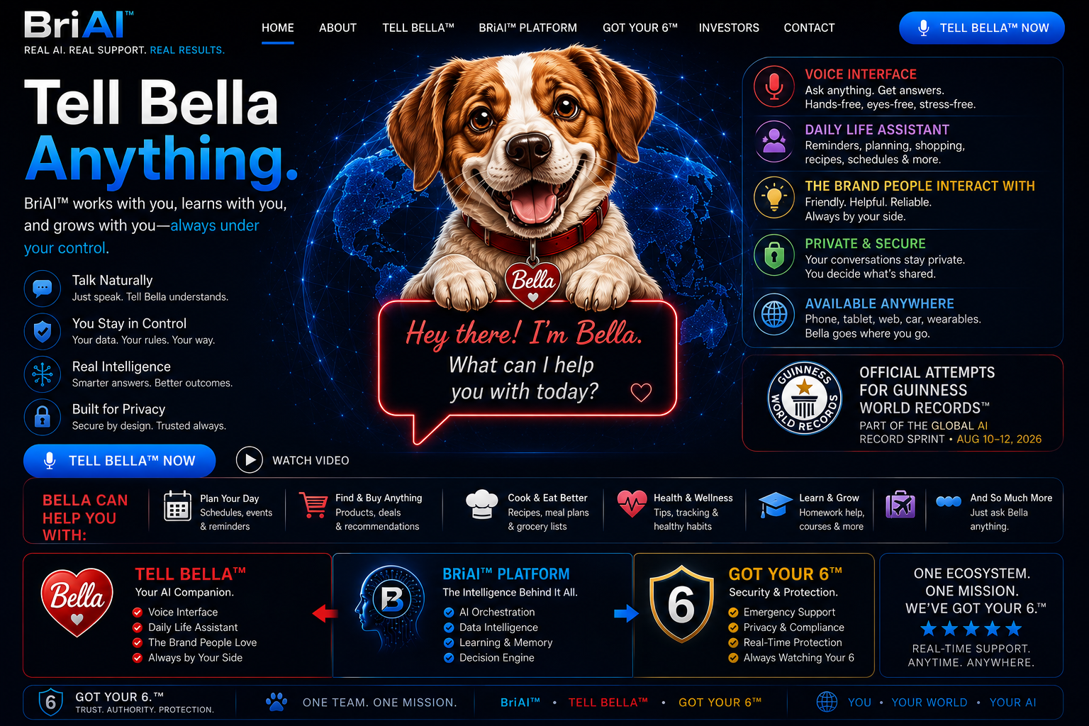 Approved Tell Bella page visual direction
